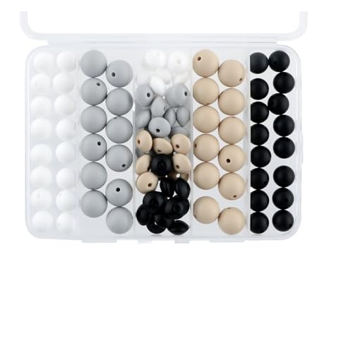 Kit zur Schmuckherstellung 96 Teile/schachtel 12/15MM Runde Silikon Perlen Linsen Perlen Spacer Perlen for Schmuck Machen DIY Armband Schlüsselbund Schmuck zubehör schmuckherstellung Set(Color2) von SIXUOO