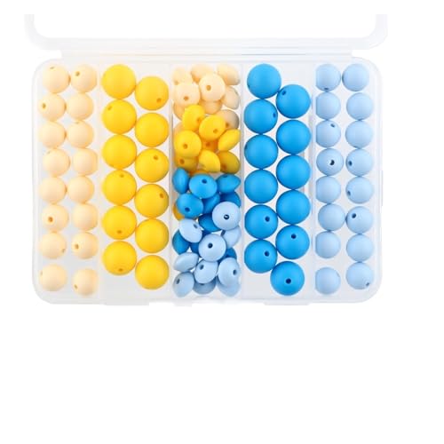 Kit zur Schmuckherstellung 96 Teile/schachtel 12/15MM Runde Silikon Perlen Linsen Perlen Spacer Perlen for Schmuck Machen DIY Armband Schlüsselbund Schmuck zubehör schmuckherstellung Set(Color3) von SIXUOO