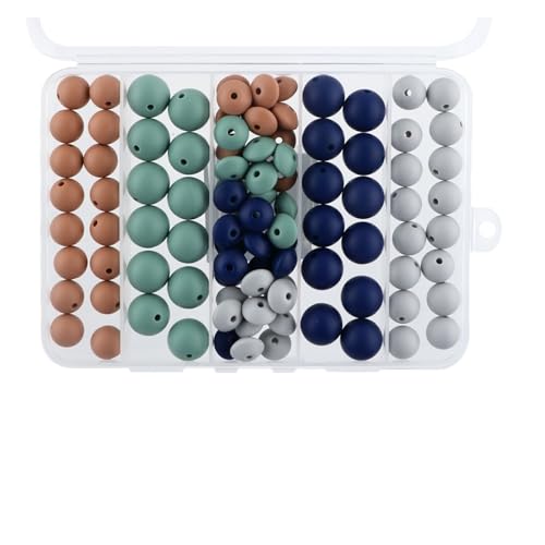 Kit zur Schmuckherstellung 96 Teile/schachtel 12/15MM Runde Silikon Perlen Linsen Perlen Spacer Perlen for Schmuck Machen DIY Armband Schlüsselbund Schmuck zubehör schmuckherstellung Set(Color8) von SIXUOO