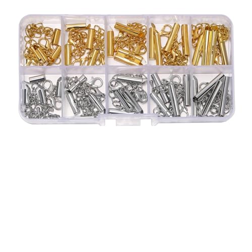 SIXUOO Kit zur Schmuckherstellung 20 Sätze/Karton 10–25 mm Karabinerhaken, Armband-Endverbinder, Schieberverschluss, Verlängerungsketten-Sets for DIY-Schmuckherstellungszubehör schmuckherstellung Set von SIXUOO