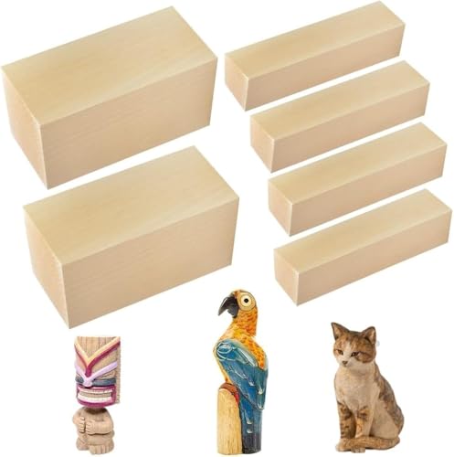 SIYINGSAERY 6 Stk Schnitzholz Holzblöcke Lindenholz 2 Größe Rohlinge Balsaholz zum Schnitzen Unbehandelt Basswood Schnitzholz DIY Holzschnitzen Carving Blocks für Handwerk DIY Schnitzen von SIYINGSAERY