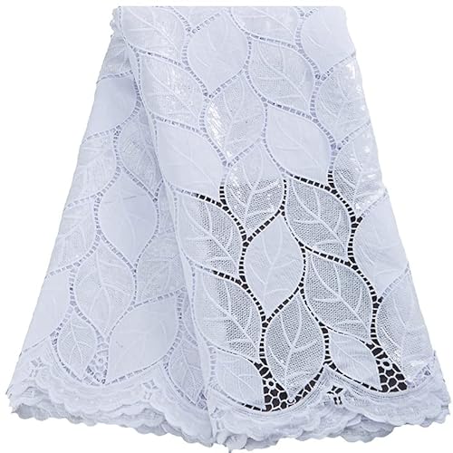 SJD LACE Afrikanischer Spitzenstoff, 4,5 m, nigerianische wasserlösliche Guipure-Kordel, Blätter, fester Spitzenstoff mit Pailletten, für den täglichen Gebrauch, Party, Hochzeit, Nähen von SJD LACE