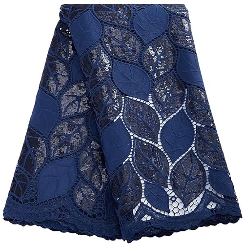 SJD LACE Afrikanischer Spitzenstoff, 4,5 m, nigerianische wasserlösliche Guipure-Kordel, Blätter, fester Spitzenstoff mit Pailletten, für den täglichen Gebrauch, Party, Hochzeit, Nähen von SJD LACE