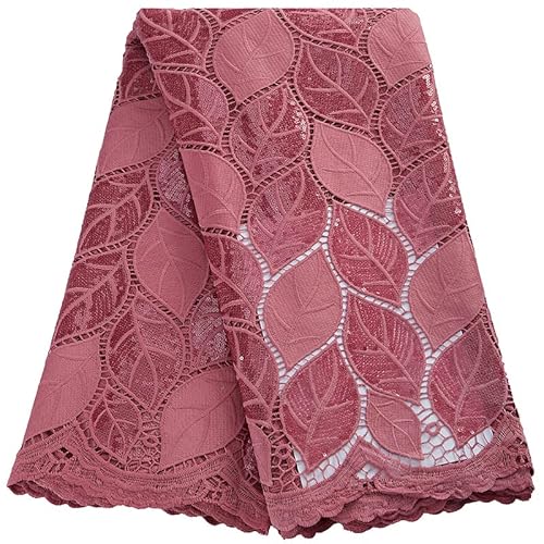 SJD LACE Afrikanischer Spitzenstoff, 4,5 m, nigerianische wasserlösliche Guipure-Kordel, Blätter, fester Spitzenstoff mit Pailletten, für den täglichen Gebrauch, Party, Hochzeit, Nähen von SJD LACE