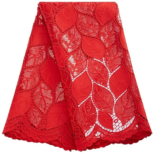 SJD LACE Afrikanischer Spitzenstoff, 4,5 m, nigerianische wasserlösliche Guipure-Kordel, Blätter, fester Spitzenstoff mit Pailletten, für den täglichen Gebrauch, Party, Hochzeit, Nähen von SJD LACE