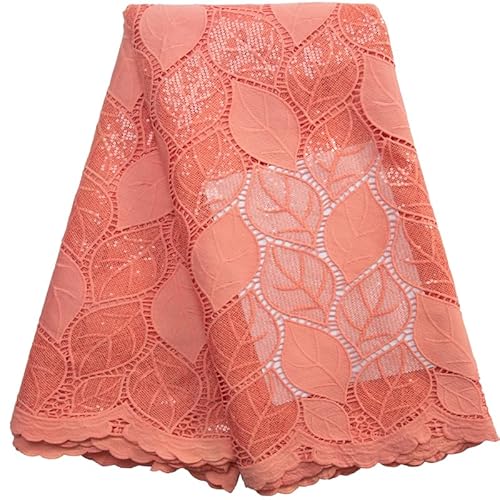 SJD LACE Afrikanischer Spitzenstoff, 4,5 m, nigerianische wasserlösliche Guipure-Kordel, Blätter, fester Spitzenstoff mit Pailletten, für den täglichen Gebrauch, Party, Hochzeit, Nähen von SJD LACE