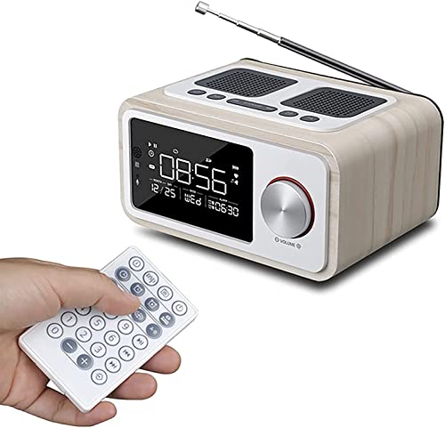 SJHDHDA FM-Radio-Wecker, Fernbedienung, Freisprechfunktion, intelligenter Schlummerfunktion, Doppelwecker, Digitalradiouhr, Beige (Farbe: Braun) (Beige) ausgiebig gelernt von SJHDHDA