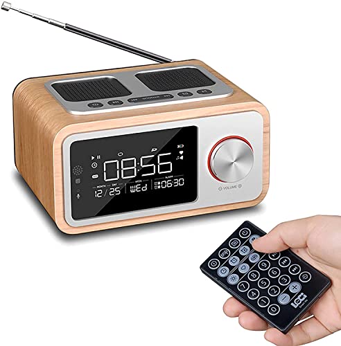 SJHDHDA FM-Radio-Wecker, Fernbedienung, Freisprechfunktion, intelligenter Schlummerfunktion, Doppelwecker, Digitalradiouhr, Beige (Farbe: Braun) (Braun) von SJHDHDA