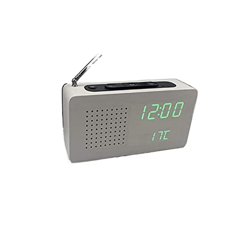 SJHDHDA Wecker, digitale Funkuhr, LED-Digital-Holzuhr, Radioalarm, elektronischer Wecker, FM-Wecker, Radio, Temperaturanzeige, Studentenwecker, B hat ausgiebig gelernt von SJHDHDA