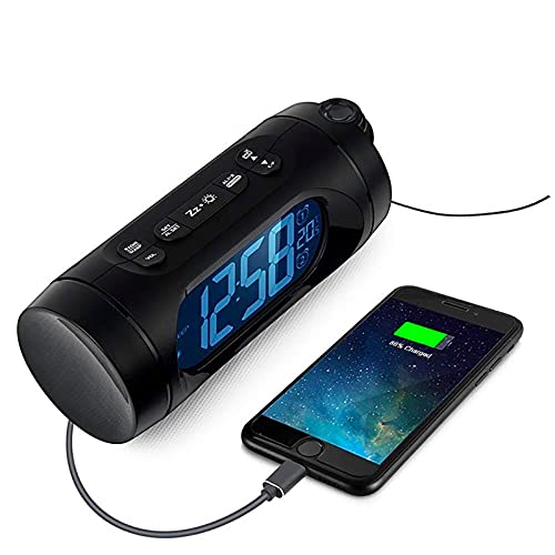 SJHDHDA Wecker Digital Funkuhr Wecker mit Projektion Elektronische Uhr Projektion mit Hintergrundbeleuchtung Schlummerfunktion Uhr Funkuhr USB Aufladen Ausgiebig gelernt von SJHDHDA