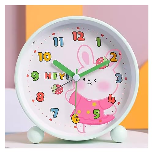 SJHDHDA Wecker mit Hasenmotiv, 10,2 cm, super leise, nicht tickend, kleine Uhr mit Nachtlicht, batteriebetrieben, für Schlafzimmer, Nachttisch, Schreibtisch, digitaler Clo erlernt ausgiebig von SJHDHDA