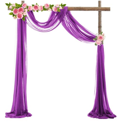 SJHFKDK Tüll,Tüllstoff 5 m Hochzeitsbogen-Drapier-Chiffon-Organza-Stoff-Vorhang, Hochzeit, Bühnenhintergrund, Drapierung, Zeremonie, Empfang, hängende Dekoration(Purple) von SJHFKDK