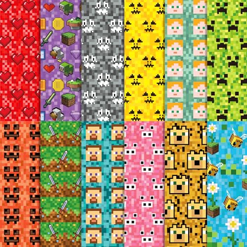 Pixel Miner Scrapbook Papier, Pixel Miner Muster, doppelseitiges Bastelpapier für Kartenherstellung, Scrapbooking, Fotoalbum, Dekoration, 30 x 30 cm, 24 Blatt von SJJCHU