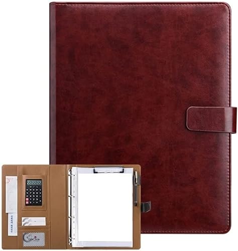 A4 Portfolio-Ordner, 4-Ringbuch, Lebenslauf-Padfolio, Ordner, Dokumenten-Organizer, Visitenkartenhalter mit Taschenrechner von SJKJNK