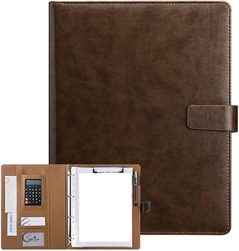 A4 Portfolio-Ordner, 4-Ringbuch, Lebenslauf-Padfolio, Ordner, Dokumenten-Organizer, Visitenkartenhalter mit Taschenrechner von SJKJNK