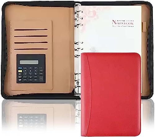 A4 Portfolio-Ordner, Padfolio-Ordner, 6 Ringe mit Reißverschluss, Schreibblock, legale Größe, PU-Leder, professionelle Padfolio-Mappe für Vorstellungsgespräche und Geschäfte von SJKJNK