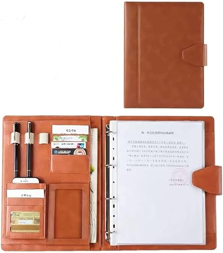 A4 Portfolio-Ordner, Portfolio-Ordner, 4-Ringbuch, Lebenslauf-Padfolio, PU-Leder, Padfolio-Ordner, professioneller Business-Organizer für A4-Brief/Notizblock, Geschenk für Männer von SJKJNK