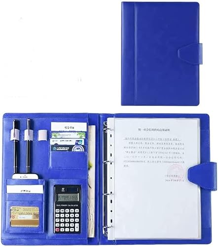 A4 Portfolio-Ordner, Portfolio-Ordner, 4-Ringbuch, Lebenslauf-Padfolio, PU-Leder, Padfolio-Ordner, professioneller Business-Organizer für A4-Brief/Notizblock, Geschenk für Männer von SJKJNK