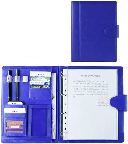 A4 Portfolio-Ordner, Portfolio-Ordner, 4-Ringbuch, Lebenslauf-Padfolio, PU-Leder, Padfolio-Ordner, professioneller Business-Organizer für A4-Brief/Notizblock, Geschenk für Männer von SJKJNK