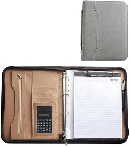 A4 Portfolio-Ordner, Portfolio-Ordner mit 4 Ringen, Padfolio-Ordner mit Reißverschluss, Business-Padfolio-Organizer, Notizblockhalter, Portfolio-Mappe von SJKJNK