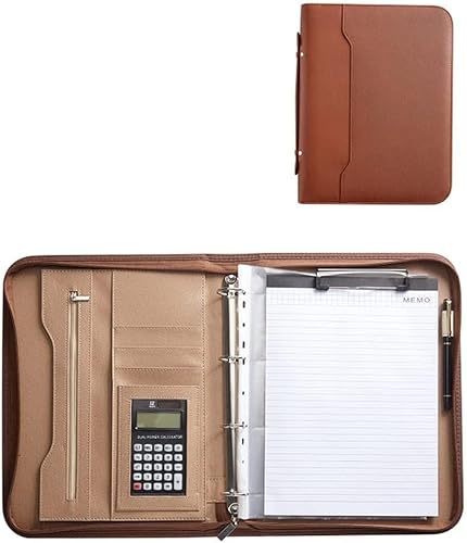 A4 Portfolio-Ordner, Portfolio-Ordner mit 4 Ringen, Padfolio-Ordner mit Reißverschluss, Business-Padfolio-Organizer, Notizblockhalter, Portfolio-Mappe von SJKJNK