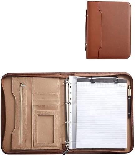 A4 Portfolio-Ordner, Portfolio-Ordner mit 4 Ringen, Padfolio-Ordner mit Reißverschluss, Business-Padfolio-Organizer, Notizblockhalter, Portfolio-Mappe von SJKJNK