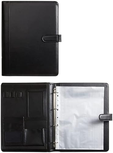 A4 Portfolio Ordner Portfolio Ordner Binder Padfolio mit 4 Ringbuch A4 Ordner Schreibblock Notizbuch für Frauen Männer Interview von SJKJNK