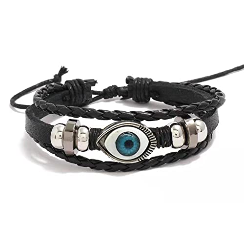 Herren Armband Armband, Armband, Armband für Frauen, Armband aus echtem Leder für Männer und Frauen, Armband-Set, Armband mit Holzperlen, Charms, ethnische, tribale, elastische Armbänder für Teenager von SJKJNK