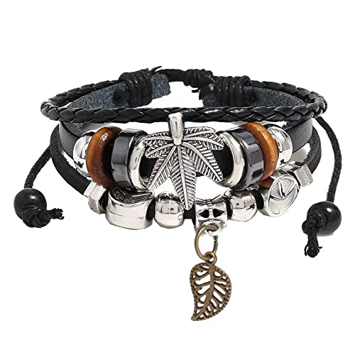 Herren Armband Armband-Set, Bettelarmbänder, Armband für Frauen, Herren- und Damenaccessoires, Kunst, handgefertigt, Ahornblatt-Armband, Retro, einfache Persönlichkeit, männliche und weibliche Studen von SJKJNK