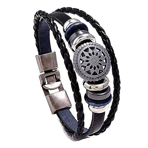 Herren Armband Armband-Set, Bettelarmbänder für Frauen, Armbänder, Punk-Lederarmband für Männer, Manschettenarmbänder, verstellbarer Riemen, Wickelarmband, breite Manschetten, Armreif, Lederarmband f von SJKJNK