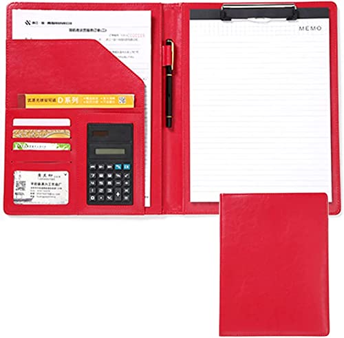 SJKJNK A4 Konferenzmappe Portfolio A4 Aktenordner Padfolio Schreibblock Business PU mit Taschenrechner Kunstleder Aufbewahrung Klemmbrett für Dokumente Präsentationsmappen von SJKJNK