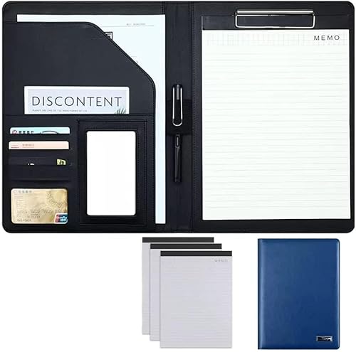 SJKJNK A4 Portfolio-Ordner, Padfolio-Ordner, Ordner, Vorstellungsgespräche, Lebenslauf, legale Dokumente, Organizer, Visitenkartenhalter, mit Briefblock von SJKJNK