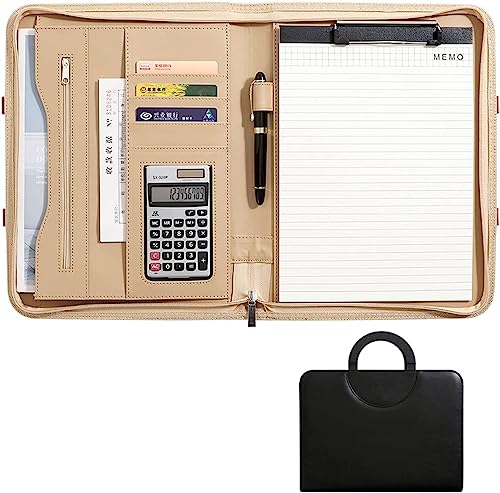 SJKJNK A4 Portfolio-Ordner, Portfolio, Reißverschluss, Padfolio, Business-Etui, Organizer für Damen und Herren, mit Griff, Notizblock, Lebenslauf und Dokumente von SJKJNK