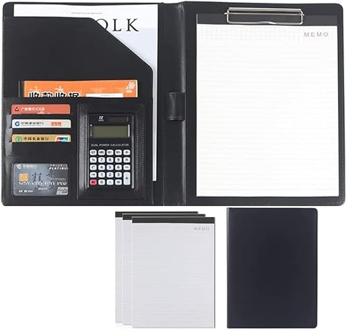 SJKJNK A4 Portfolio-Ordner, Portfolio, veganes Leder, Business-Padfolio-Organizer, Business-Padfolio, Portfolio mit Briefgröße, Schreibblöcke, Padfolio für Damen und Herren von SJKJNK