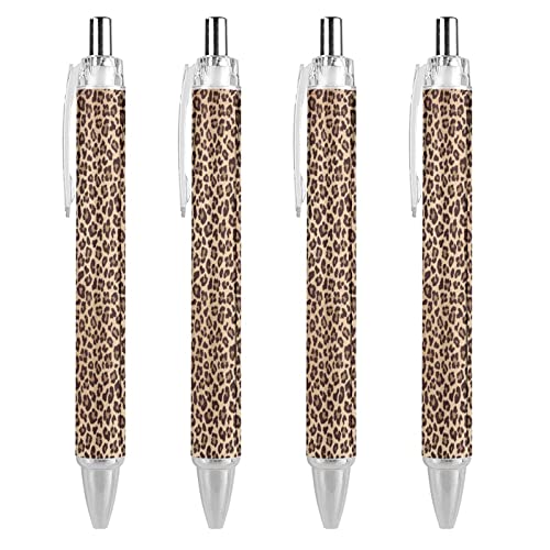 Leopard Spotted Printss glattes Schreiben mit komfortablem Griff, Geschenke für Büro-Schreibtischbedarf, 0,5 mm, schwarze Tinte, einziehbarer Kugelschreiber, Arbeits-Kugelschreiber, Tintenroller für von SJOAOAA