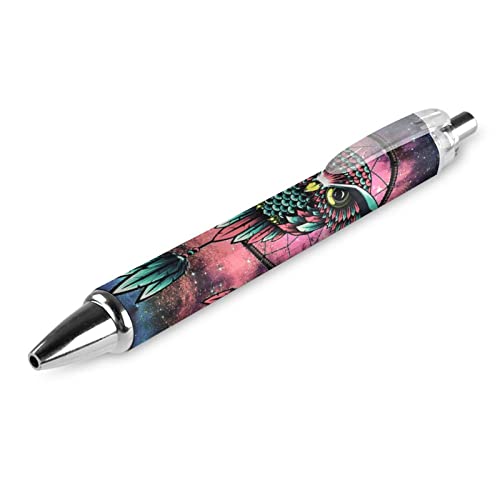 SJOAOAA Bunte Eule 0,5 mm Kugelschreiber einziehbarer Kugelschreiber Arbeit Stift mit Griff 4 Stück 4 Stück, Einheitsgröße, siehe abbildung von SJOAOAA