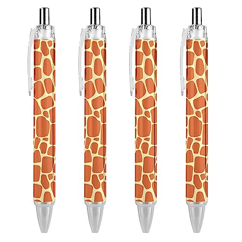 SJOAOAA Giraffe Skin Texture 0,5 mm Kugelschreiber einziehbarer Kugelschreiber Arbeit Stift mit Griff 4 Stück 4 Stück von SJOAOAA