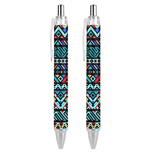 SJOAOAA Kugelschreiber mit Azteca-Muster, glattes Schreiben, schwarze Tinte, Kugelschreiber für Büro, Schule, 4 Stück von SJOAOAA