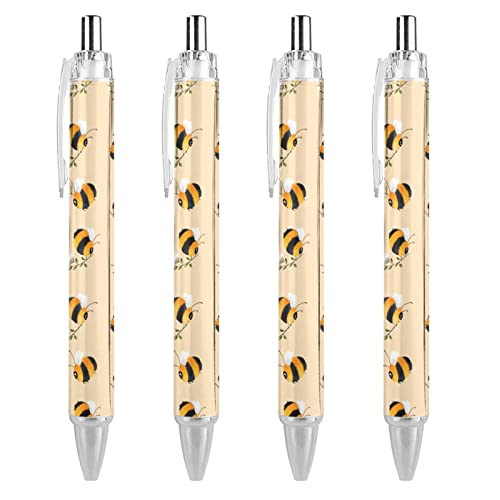 SJOAOAA Niedliche Bienen Gelb 0,5 mm Kugelschreiber Einziehbarer Kugelschreiber Arbeit Stift mit Griff 4PCS 4PCS von SJOAOAA