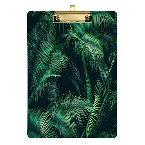 Summer Palm Trees Leaves Clipboards Tropical Forest Plastic A4 Letter Size Clipboard Acrylic Clip Board for Teacher Students Nurse Office Low Profile Silver Clip 31,8 x 22,9 cm von SJOAOAA