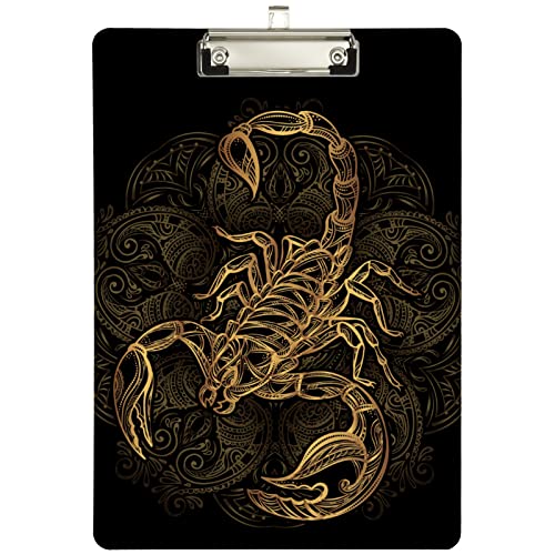 Vintage Horoscope Scorpion Tattoo Pattern Custom Acrylic Clipboard, A4 Standard Size Sliver Clip Board for Teachers, Students, Office, School, Nurses(12.5" x 9") von SJOAOAA