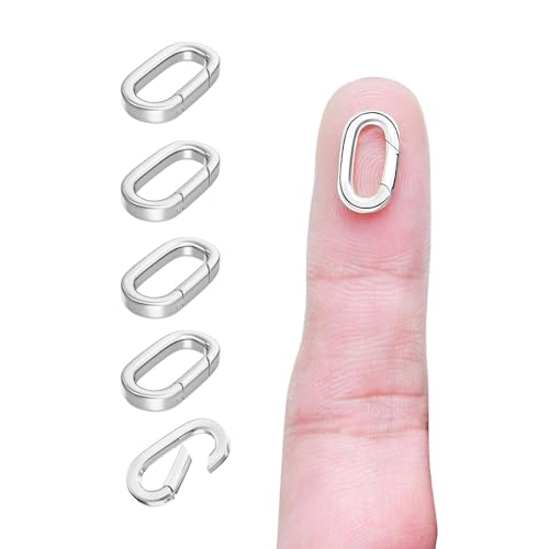 SJUIEO 5 Stück ovaler Schmuckverschluss aus 14 Karat Silber mit geschlossenem Federring für die Herstellung von Schmuck, Halsketten und Armbändern (14 x 7,8 x 2,2 mm) von SJUIEO