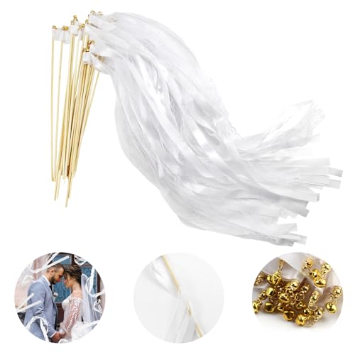 SJUNJIE 30 Stück Wedding Wands mit Glocken Spalier Hochzeit mit Holzstab Wedding Wands Hochzeit Kommt mit Einer Packung Konfetti,für Hochzeiten Geburtstagsfeiern Feiertagsfeiern von SJUNJIE