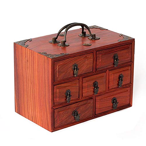 SJZWCHQ Big Dresser Valet Box & Herren-Schmuckkästchen Organizer mit großer Schmuck-Organizer-Box, Schmucktruhe, Vintage-Griff, Schmuckschatullen aus Holz, Damen-Schmuck-Aufbewahrungsbox für Mädchen, von SJZWCHQ