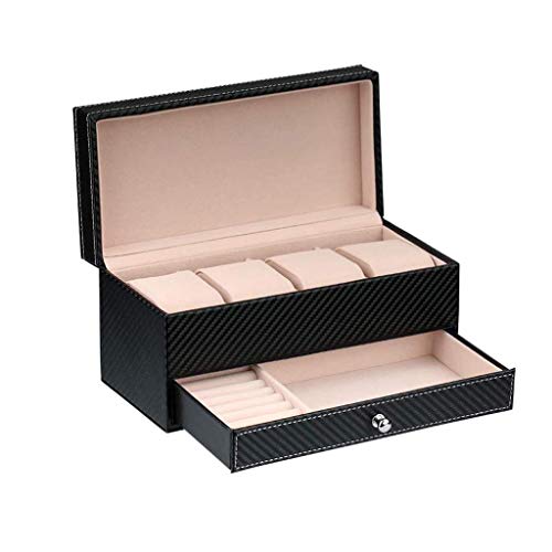 SJZWCHQ Leder-Schmuckschatulle und abnehmbares Tablett, Schmuck-Display-Aufbewahrungsbox, Aufbewahrungsbox für Armbänder, Halsketten, Ringe, Armbänder von SJZWCHQ