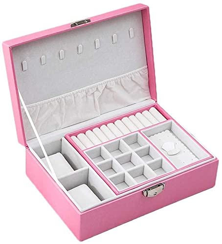 SJZWCHQ Schmuck-Organizer, Schmuckschatulle, Schmuckschatulle, großes Fassungsvermögen, Schmuckaufbewahrungsbox mit Halsketten-Aufhängern, Organizer-Box mit Schloss, Vitrine, Schmuckschatulle, von SJZWCHQ