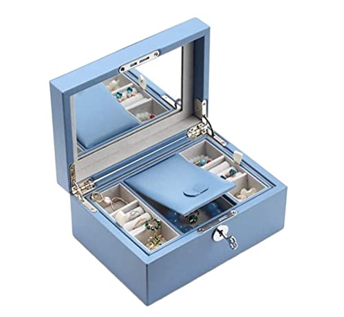 SJZWCHQ Schmuckkästchen, Ringkästchen, Holz-Schmuckkästchen, verschlossene Aufbewahrungsbox, Schmuckschatulle, doppellagig, großes Fassungsvermögen, kreative Schmuckschatulle, Hochzeit, für von SJZWCHQ