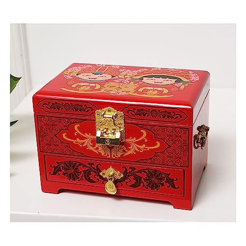 SJZWCHQ Schmuckschatulle, Organizer, Schmuckschatulle, Schmuckaufbewahrungsbox mit Schloss, Kosmetikbox, exquisite Kosmetikbox, Schmuck-Organizer, klein (DS) (CS) von SJZWCHQ