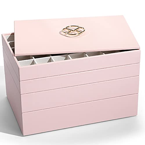 SJZWCHQ Schmuckschatulle, Reise-Comestic-Schmuckschatulle, Aufbewahrungsbox, Ring, Damenetui, tragbarer Schmuck-Organizer für Halsketten (Farbe: hellorangefarbenes Pulver) von SJZWCHQ