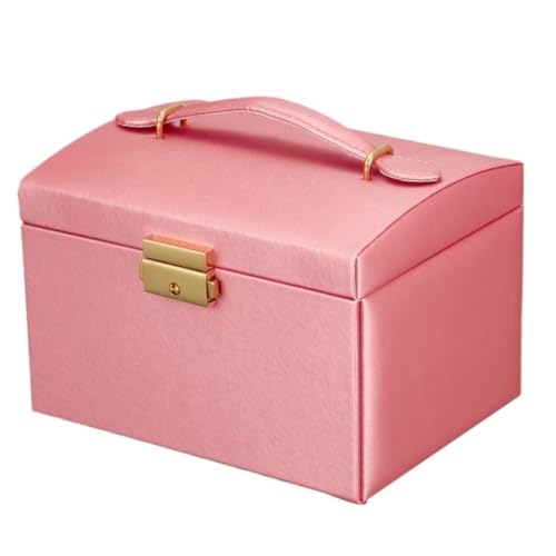 SJZWCHQ Schmuckschatulle, Schmuckaufbewahrungsbox, exquisite doppellagige, leichte Luxus-Halskette, Armband, Hand, Ohrstecker, Sammelbox, Schmuckschatulle (Rosa) von SJZWCHQ